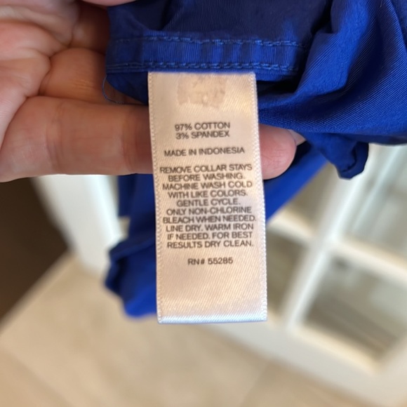 Express Button Down Shirt 1MX Cobalt Blue Size 16-16.5 Fitted - Picture 4 of 5